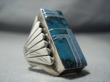 Stunning Vintage Navajo Native American Jewelry jewelry Turquoise Lapis Sterling Silver Ring Old-Nativo Arts