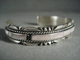 Stunning Vintage Navajo Pearl Inlay Native American Jewelry Silver Channel Bracelet-Nativo Arts
