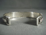 Stunning Vintage Navajo Pearl Inlay Native American Jewelry Silver Channel Bracelet-Nativo Arts