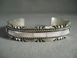 Stunning Vintage Navajo Pearl Inlay Native American Jewelry Silver Channel Bracelet-Nativo Arts
