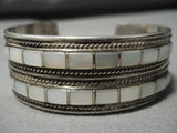 Stunning Vintage Navajo Pearl Zuni Sterling Silver Native American Bracelet Old-Nativo Arts
