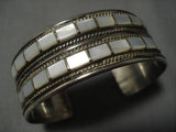 Stunning Vintage Navajo Pearl Zuni Sterling Silver Native American Bracelet Old-Nativo Arts