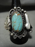 Stunning Vintage Navajo Royston Turquoise Native American Jewelry Silver Squash Ring-Nativo Arts