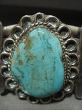 Stunning Vintage Navajo Royston Turquoise Native American Jewelry Silver Wave Bracelet Old-Nativo Arts