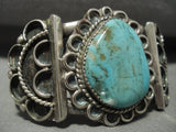 Stunning Vintage Navajo Royston Turquoise Native American Jewelry Silver Wave Bracelet Old-Nativo Arts