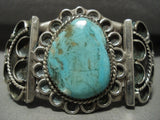 Stunning Vintage Navajo Royston Turquoise Native American Jewelry Silver Wave Bracelet Old-Nativo Arts