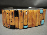 Stunning Vintage Navajo Shell Turquoise Native American Jewelry Silver Bracelet Old-Nativo Arts