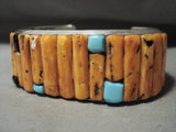 Stunning Vintage Navajo Shell Turquoise Native American Jewelry Silver Bracelet Old-Nativo Arts
