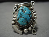 Stunning Vintage Navajo Sleeping Turquoise Sterling Silver Native American Ring-Nativo Arts