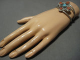 Stunning Vintage Navajo Turquoise Coral Sterling Silver Native American Jewelry Bracelet-Nativo Arts
