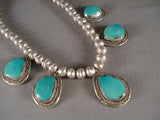 Stunning Vintage Navajo Turquoise Native American Jewelry Silver Necklace Old-Nativo Arts