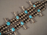 Stunning Vintage Navajo Turquoise Native American Jewelry Silver Squash Blossom Necklace Old-Nativo Arts