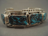 Stunning Vintage Navajo Turquoise Sterling Native American Jewelry Silver Hand Carved Bracelet-Nativo Arts