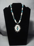 Stunning Vintage Navajo Turquoise Sterling Native American Jewelry Silver Necklace Old Pawn-Nativo Arts
