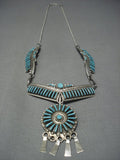Stunning Vintage Zuni Needlepoint Turquoise Sterling Native American Jewelry Silver Necklace-Nativo Arts