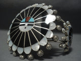 Stunning Vintage Zuni Turquoise Coral Sterling Native American Jewelry Silver Bracelet Old Pawn-Nativo Arts