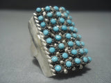 Stunning Vintage Zuni Turquoise Sterling Silver Ring- Huge!!-Nativo Arts
