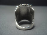 Stunning Vintage Zuni Turquoise Sterling Silver Ring- Huge!!-Nativo Arts