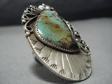 Stunnng Huge Vintage Native American Jewelry Navajo Royston Turquoise Sterlng Silver Ring Old-Nativo Arts