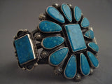 Sunbursting Turquoise Vintage Navajo Native American Jewelry Silver Bracelet-Nativo Arts