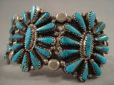 Sunbursting Turquoise Vintage Navajo Native American Jewelry Silver Bracelet-Nativo Arts