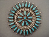 Sunrays Of Turquoise Vintage Navajo Tom Lowe Turquoise Native American Jewelry Silver Pin-Nativo Arts