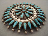 Sunrays Of Turquoise Vintage Navajo Tom Lowe Turquoise Native American Jewelry Silver Pin-Nativo Arts