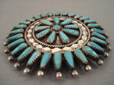 Sunrays Of Turquoise Vintage Navajo Tom Lowe Turquoise Native American Jewelry Silver Pin-Nativo Arts