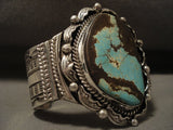 Super Huge Navajo #8 Turquoise Native American Jewelry Silver Wave Bracelet-Nativo Arts