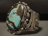Super Huge Navajo #8 Turquoise Native American Jewelry Silver Wave Bracelet-Nativo Arts