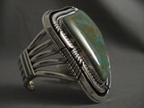Super Huge Vintage Navajo Green Turquoise Native American Jewelry Silver Bracelet-Nativo Arts