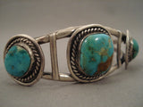 Superior High Grade Royston Turquoise Vintage Navajo Native American Jewelry Silver Bracelet-Nativo Arts