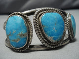 Superior Quality Vintage Native American Navajo Morenci Turquoise Sterling Silver Bracelet Old-Nativo Arts