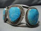 Superior Quality Vintage Native American Navajo Morenci Turquoise Sterling Silver Bracelet Old-Nativo Arts