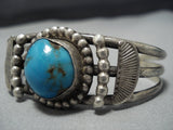 Superior Vintage Native American Jewelry Navajo **bulbous Bisbee Turquoise** Sterling Silver Bracelet-Nativo Arts