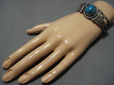 Superior Vintage Native American Jewelry Navajo **bulbous Bisbee Turquoise** Sterling Silver Bracelet-Nativo Arts