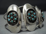 Superior Vintage Native American Jewelry Navajo Green Turquoise Snake Eyes Sterling Silver Bracelet Old-Nativo Arts