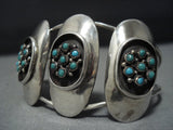 Superior Vintage Native American Jewelry Navajo Green Turquoise Snake Eyes Sterling Silver Bracelet Old-Nativo Arts