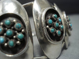 Superior Vintage Native American Jewelry Navajo Green Turquoise Snake Eyes Sterling Silver Bracelet Old-Nativo Arts