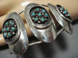 Superior Vintage Native American Jewelry Navajo Green Turquoise Snake Eyes Sterling Silver Bracelet Old-Nativo Arts