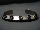 Superior Vintage Native American Jewelry Navajo Rug And Amethyst Sterlng Silver Bracelet-Nativo Arts