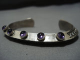 Superior Vintage Native American Jewelry Navajo Rug And Amethyst Sterlng Silver Bracelet-Nativo Arts