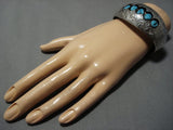 Superior Vintage Native American Jewelry Navajo Turquoise Sterling Silver Bracelet Cuff Old-Nativo Arts