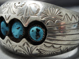 Superior Vintage Native American Jewelry Navajo Turquoise Sterling Silver Bracelet Cuff Old-Nativo Arts
