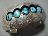 Superior Vintage Native American Jewelry Navajo Turquoise Sterling Silver Bracelet Cuff Old-Nativo Arts