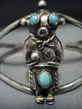 Superior Vintage Native American Jewelry Navajo Turquoise Sterling Silver Kachina Bracelet-Nativo Arts