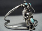 Superior Vintage Native American Jewelry Navajo Turquoise Sterling Silver Kachina Bracelet-Nativo Arts