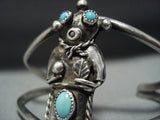Superior Vintage Native American Jewelry Navajo Turquoise Sterling Silver Kachina Bracelet-Nativo Arts