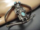Superior Vintage Native American Jewelry Navajo Turquoise Sterling Silver Kachina Bracelet-Nativo Arts