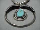 Superior Vintage Native American Jewelry Navajo Turquoise Sterling Silver Leaf Necklace Old-Nativo Arts
